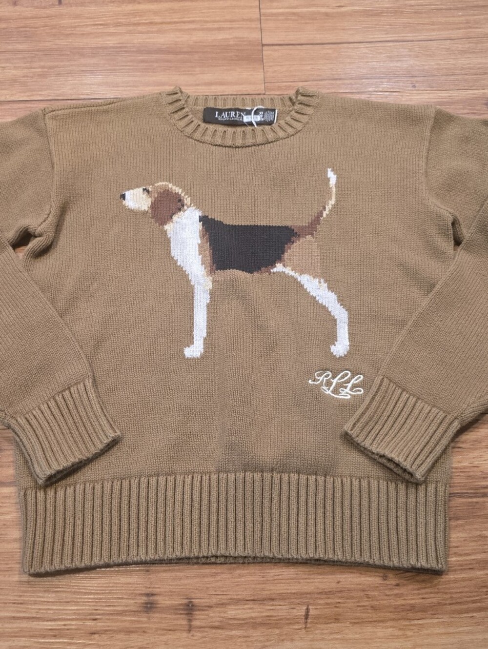 🐕 Ralph Lauren Crewneck Sweater with Beagle Dog Intarsia Knit Cotton XS RTR - Picture 6 of 13